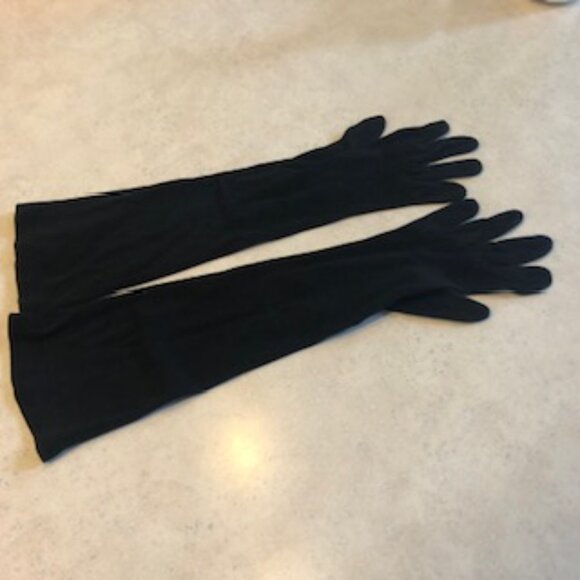 Hansen Vintage 1940s 1950s Black Rayon Opera Gloves Pearl Small-Medium Size 7 - Picture 9 of 11